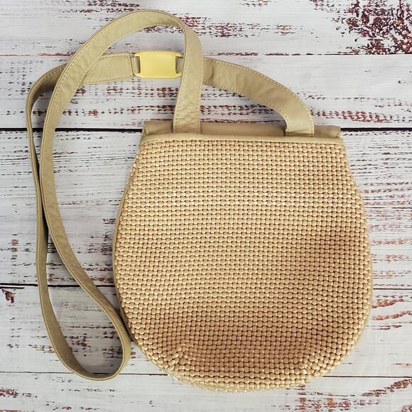 Americana by Sharif Crossbody Bag Straw Weave Boho Neutral Minimalist Purse - Picture 2 of 13